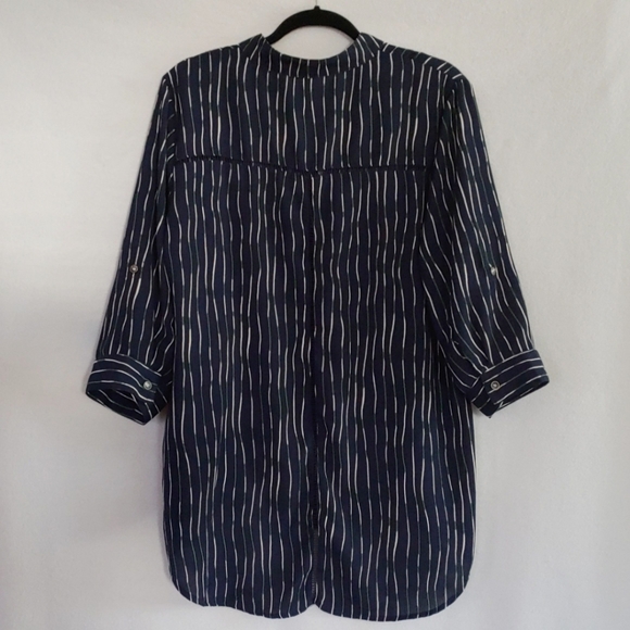 Simply Noelle Blue White Green Stripe Tunic Top /Cover Size L/XL 12-14 - Picture 2 of 9
